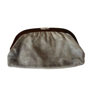 Women's Vintage 80's Joseph Magnin Gray Suede Lucite Top Clutch